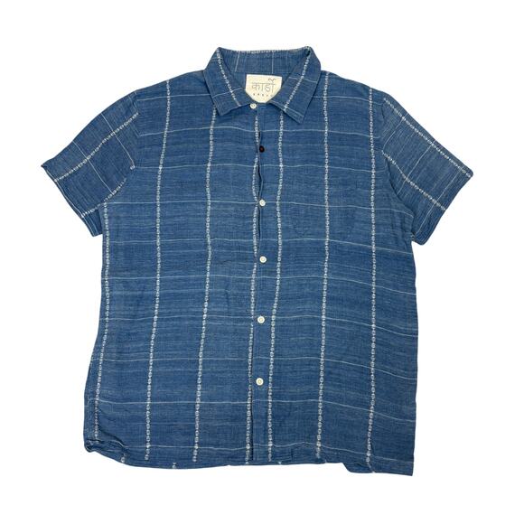 Kardo Convertible Collar Embroidered Cotton Muslin Button Up Medium - Picture 1 of 10